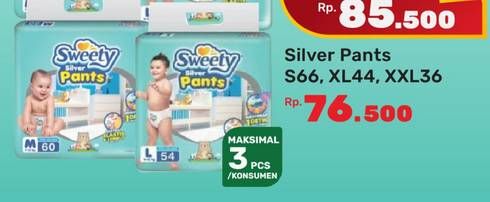Promo Harga Sweety Silver Pants S66, XL44, XXL36 36 pcs - Yogya