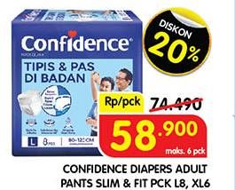 Promo Harga Confidence Adult Pants Tipis & Pas Di Badan L8, XL6 6 pcs - Superindo