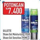 Promo Harga GILLETTE Shave Gel Moisturizing, Sensitive 195gr  - Hypermart