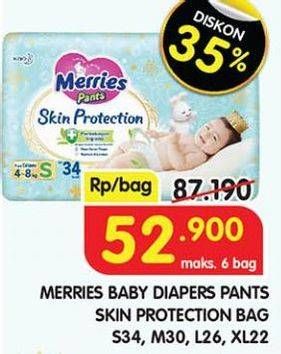 Promo Harga Merries Pants Skin Protection S34, M30, L26, XL22 22 pcs - Superindo