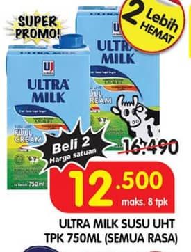 Promo Harga Ultra Milk Susu UHT All Variants 750 ml - Superindo