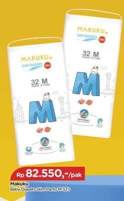 Promo Harga Makuku Air Diapers Slim Pants M32 32 pcs - TIP TOP
