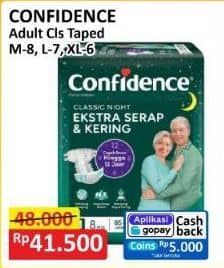 Promo Harga Confidence Adult Classic Night Ekstra Serap & Kering L7, M8, XL6 6 pcs - Alfamart