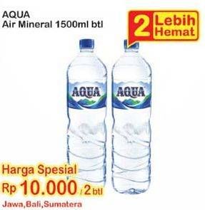 Promo Harga AQUA Air Mineral per 2 botol 1500 ml - Indomaret