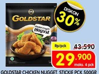 Promo Harga GOLDSTAR Chicken Nugget Stickie Cheese 500 gr - Superindo