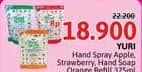 Promo Harga Yuri Hand Soap Apple, Strawberry, Orange 375 ml - Alfamidi
