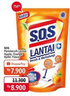 Promo Harga SOS Pembersih Lantai Orange, Apple 750 ml - Alfamidi
