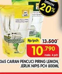Promo Harga 365 Pencuci Piring Lemon, Jeruk Nipis 800 ml - Superindo