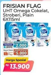 Promo Harga Frisian Flag Susu Cair UHT Nutribrain Cokelat, Strawberry, Plain per 6 tpk 115 ml - Alfamart