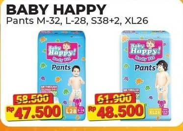 Promo Harga Baby Happy Body Fit Pants M32, L28, S38+2 28 pcs - Alfamart