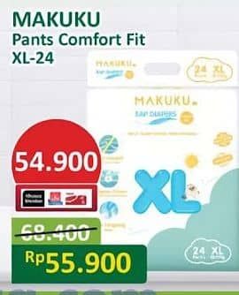 Promo Harga Makuku Comfort Fit Diapers Pants XL24 24 pcs - Alfamart