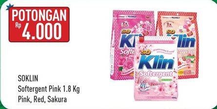 Promo Harga SO KLIN Softergent Cheerful Red, Soft Sakura, Rossy Pink 1800 gr - Hypermart