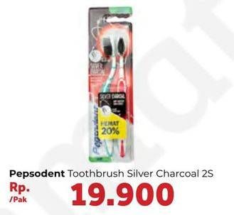 Promo Harga PEPSODENT Sikat Gigi Silver Charcoal 2 pcs - Carrefour