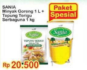 Promo Harga SANIA Minyak Goreng 1ltr + Tepung Terigu 1kg  - Indomaret