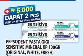 Promo Harga Pepsodent Pasta Gigi Sensitive Expert Original, Whitening, Fresh 100 gr - Hypermart