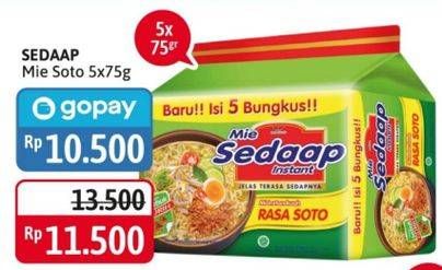 Promo Harga SEDAAP Mie Kuah Soto per 5 pcs 75 gr - Alfamidi