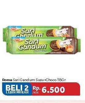 Promo Harga ROMA Sari Gandum Susu + Cokelat per 2 pouch 115 gr - Carrefour