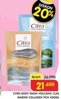 Promo Harga CITRA Body Wash Volcanic Clay, Marine Collagen 400 ml - Superindo