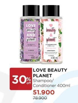 Promo Harga LOVE BEAUTY AND PLANET Shampoo/Conditioner 400ml  - Watsons