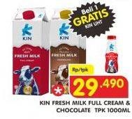 Promo Harga KIN Fresh Milk Full Cream, Chocolate 1000 ml - Superindo