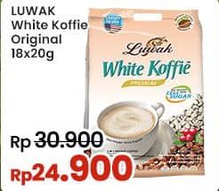 Promo Harga Luwak White Koffie Original per 18 sachet 20 gr - Indomaret