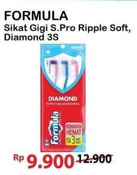 Promo Harga FORMULA Sikat Gigi Silver Pro Ripple Soft, Silver Pro Diamond Medium 3 pcs - Alfamart