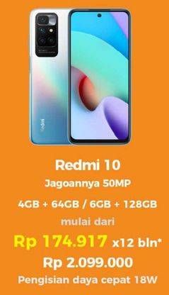 Promo Harga XIAOMI Redmi 10 2022 4 GB + 64 GB, 6 GB + 128 GB  - Erafone