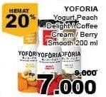Promo Harga YOFORIA Yoghurt Peach Delight, Coffee Dream, Berry Smooth 200 ml - Giant