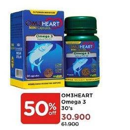 Promo Harga OM3HEART Fish Oil Omega 3 30 pcs - Watsons