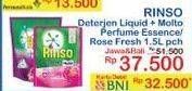Promo Harga Rinso Liquid Detergent + Molto Purple Perfume Essence, + Molto Pink Rose Fresh 1500 ml - Indomaret