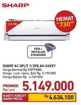 Promo Harga SHARP AH-X6VEY - AC 1/2PK  - Carrefour