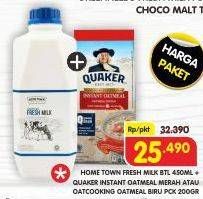 Promo Harga Hometown Fresh Milk + Quaker Oatmeal  - Superindo