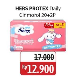 Promo Harga Hers Protex Daily Comfort Wing 23, 5cm 22 pcs - Alfamidi