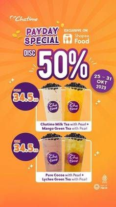 Promo Harga PayDay Specal Disc 50%  - Chatime