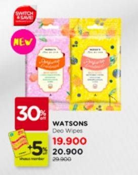 Promo Harga Watsons Love My Skin Perfume Deodorant Body Wipes 10 pcs - Watsons