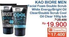 Promo Harga BIORE MENS Facial Foam Double Scrub Cool Oil Clear 100 gr - Indomaret