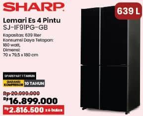 Promo Harga Sharp SJ-IF91PG | Kulkas Side By Side 695 L GB  - COURTS