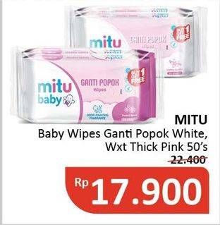 Promo Harga MITU Baby Wipes White, Pink 50 pcs - Alfamidi