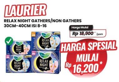 Promo Harga Laurier Relax Night 30cm, 35cm, Gathers 40cm, Gathers 35cm 8 pcs - Carrefour