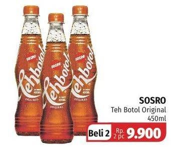 Promo Harga SOSRO Teh Botol Original per 2 pcs 450 ml - Lotte Grosir