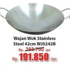 Promo Harga GOLDEN FLYING FISH Wajan Wok Stainless Steel 42 Cm  - Hari Hari