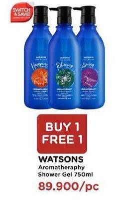 Promo Harga WATSONS Aromatheraphy Shower Gel Bergamot Mandarin, Eucalyptus Spearmint, Lavender Vanilla 750 ml - Watsons