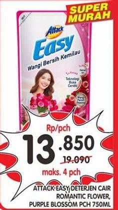 Promo Harga ATTACK Easy Detergent Liquid Romantic Flower, Purple Blossom 750 ml - Superindo