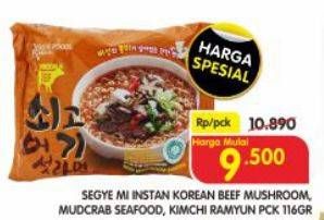 Promo Harga Segye Mie Ramyun Mudcrab Seafood, Kimchi, Beef Mushroom 114 gr - Superindo