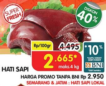 Promo Harga Beef Liver (Hati Sapi)  - Superindo