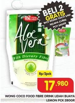 Promo Harga Wong Coco Aloe Vera Lemon Flavour 280 gr - Superindo