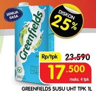 Promo Harga Greenfields UHT All Variants 1000 ml - Superindo