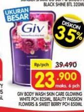 Promo Harga GIV Body Wash Glow White, Passion Flowers Sweet Berry 825 ml - Superindo