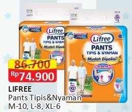 Promo Harga Lifree Popok Celana Tipis & Nyaman Bergerak L8, XL6, M10 6 pcs - Alfamart