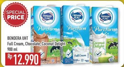 Promo Harga FRISIAN FLAG Susu UHT Purefarm Full Cream, Chocolate, Coconut Delight 900 ml - Hypermart